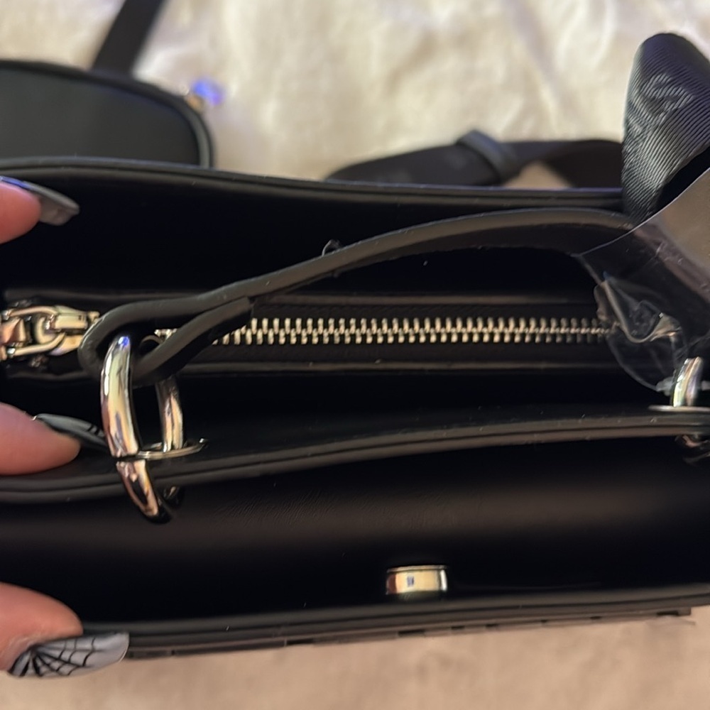 Steve Madden Evelyn Convertible Crossbody Bag - Black/Skull Rhinestone - Picture 12 of 13